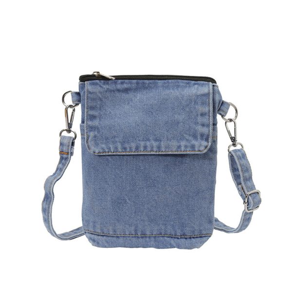 Personalized Washed Denim Messenger Bag