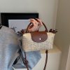 Rainbow Woven Straw Shoulder Bag Casual Crossbody Handbag