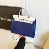 High-End Canvas Splicing Kelly Bag Large-Capacity Shoulder Bag