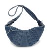 Large Capacity Pleated Denim Commuter Messenger Bag