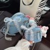 Rhombus Chain Box Bag Denim Shoulder Bag for Women