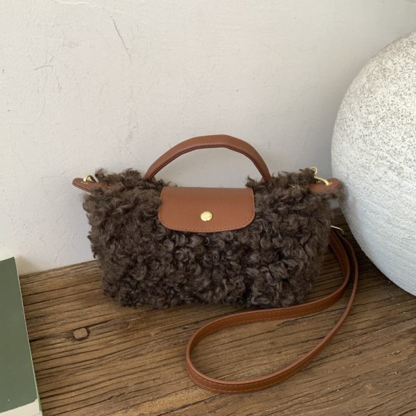 Retro Plush Fur Messenger Bag for Women Shoulder Bag