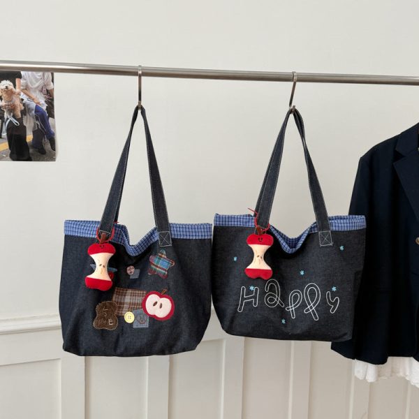 Denim Commuter Shoulder Bag Versatile Casual Tote