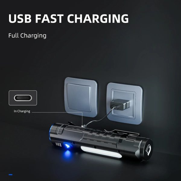 Outdoor 2000 Lm Emergency Small Portable COB LED Flashlight with Magnet
